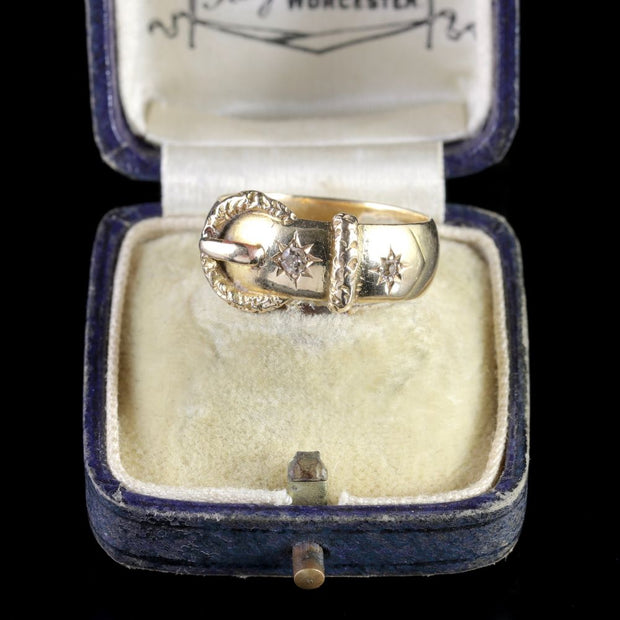Antique Edwardian Diamond Buckle Ring 18Ct Gold Dated London 1915 Wedding Ring
