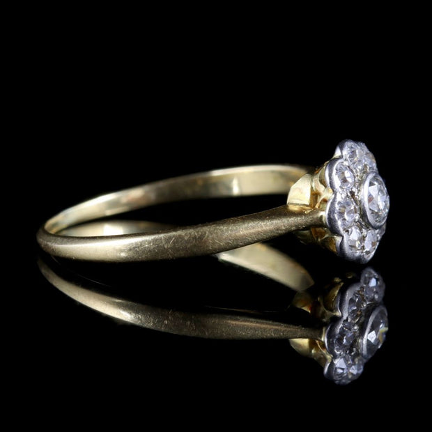 Antique Edwardian Diamond Cluster Ring 18Ct Gold Circa 1910