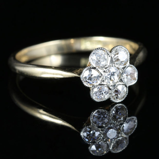 Antique Edwardian Diamond Cluster Ring Engagement Circa 1915