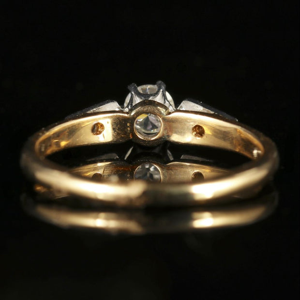 Antique Edwardian Diamond Engagement Ring 18Ct Gold Plat Circa 1915
