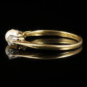 Antique Edwardian Diamond Pearl Trilogy Ring Circa 1915 18Ct Gold Plat