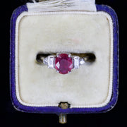 Antique Edwardian Diamond Ruby Ring Platinum Circa 1915
