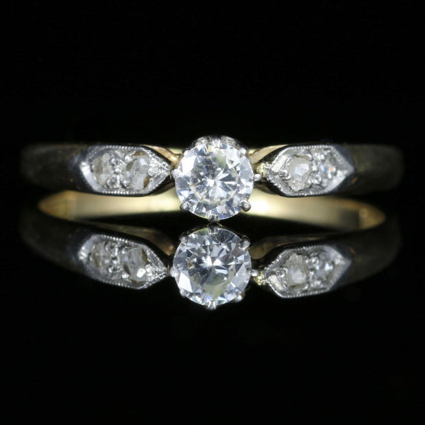Antique Edwardian Diamond Solitaire Ring Platinum Gold