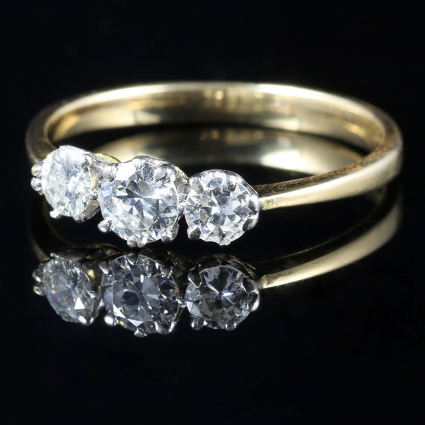 Antique Edwardian Diamond Trilogy Ring 18Ct Platinum Circa 1915