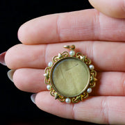 Antique Edwardian Double Locket Pendant Pearl 18Ct Gold Circa 1915