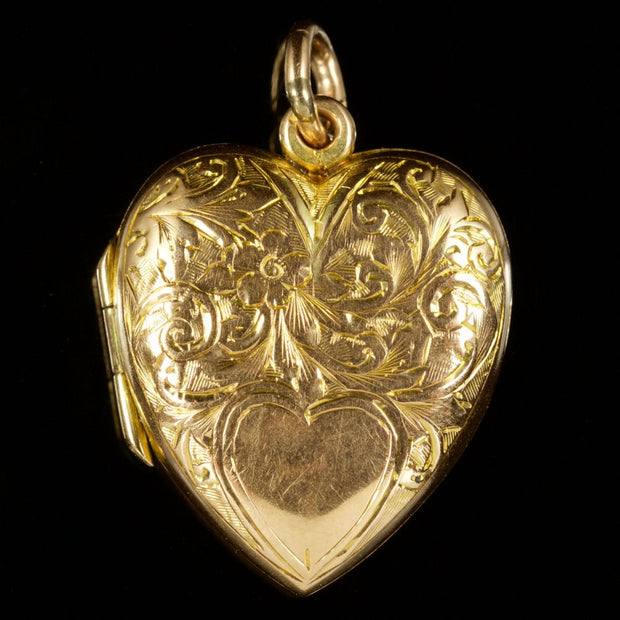 Antique Edwardian Heart Locket 9Ct Gold Dated 1904