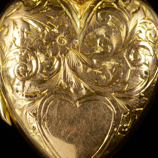 Antique Edwardian Heart Locket 9Ct Gold Dated 1904
