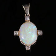 Antique Edwardian Opal Diamond Pendant Dated 1915
