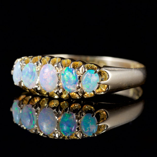 Antique Edwardian Opal Five Stone Ring 18Ct Dated 1907