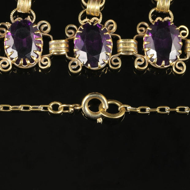 Antique Edwardian Purple Paste Garland Necklace Circa 1910