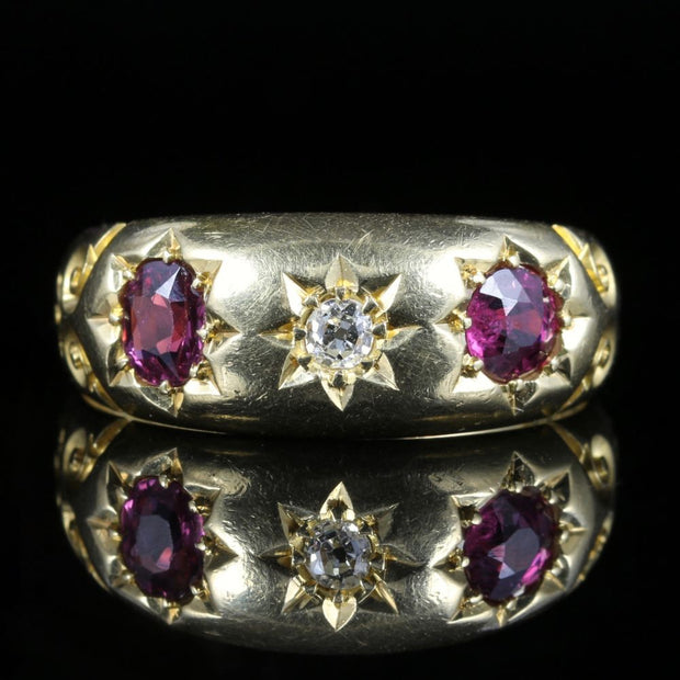Antique Edwardian Ruby Diamond Ring Dated 1905