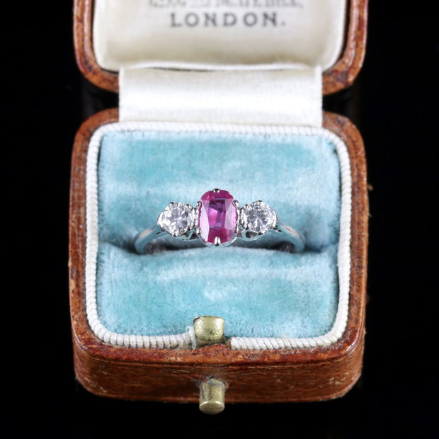Antique Edwardian Ruby Diamond Trilogy Ring Gordon To Libbie Circa 1910