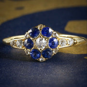 Antique Edwardian Sapphire Diamond Ring 18Ct Dated 1911