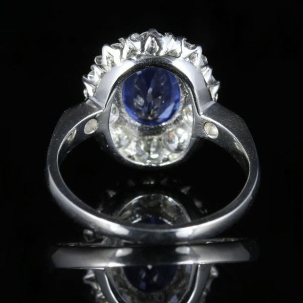 Antique Edwardian Natural Sapphire Diamond Ring Platinum Circa 1910