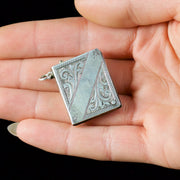Antique Edwardian Stamp Case Pendant Silver Dated 1912