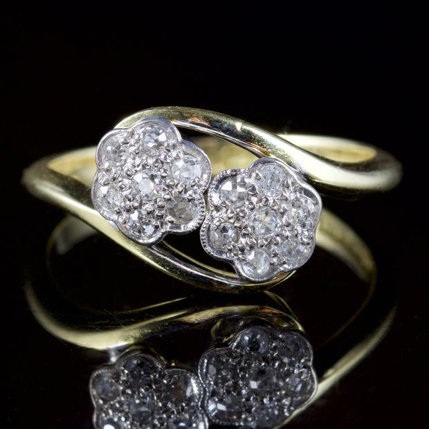 Antique Edwardian Twist Diamond Ring 18Ct Plat Circa 1915