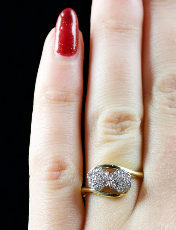 Antique Edwardian Twist Diamond Ring 18Ct Plat Circa 1915