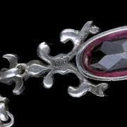 Antique French Belle Epoque Necklace Pink Paste Silver Circa 1890