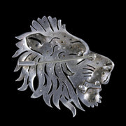 Antique French Lion Brooch Silver Onyx Paste Circa 1860