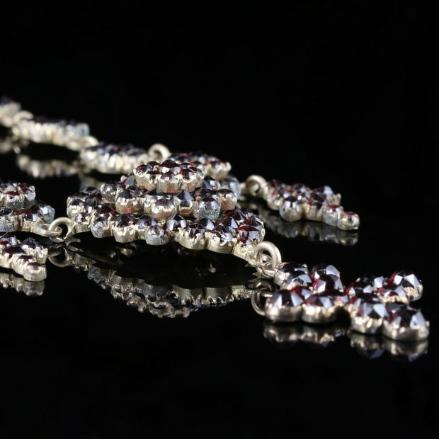 Vintage Bohemian Garnet Lavaliere Necklace