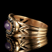 Antique Georgian 18Ct Gold Amethyst Sapphire Ring Circa 1800