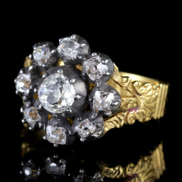 Antique Georgian 18Ct Gold Diamond Cluster Ring Circa 1780