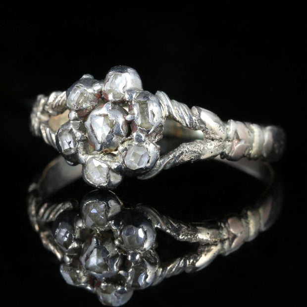 Antique Georgian Diamond Cluster Ring 18Ct Gold Circa 1800