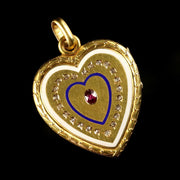 Antique Georgian Diamond Ruby 18Ct Gold Heart Locket Pendant