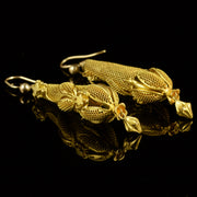 Antique Georgian Drop Earrings Gold On Pinchbeck Circa 1800