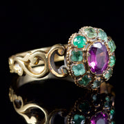 Antique Georgian Emerald Almandine Garnet Ring 18Ct Circa 1800