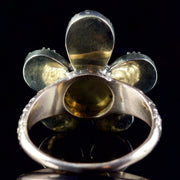 Georgian Flat Cut Garnet Flower Ring 18Ct Gold