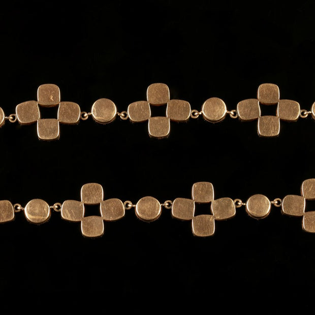 Antique Georgian Flat Cut Garnet Gold Collar And Cross Circa 1770
