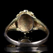 Antique Georgian Garnet Pearl Ring 18Ct Gold Circa 1820