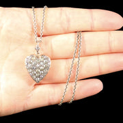Antique Georgian Heart Pendant Chain Silver Paste