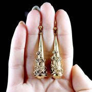 Antique Georgian Large 18Ct Gold On Silver Earrings