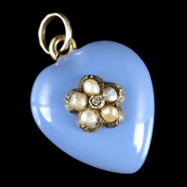 Antique Georgian Heart Locket 18Ct Gold Enamel Diamond Circa 1830