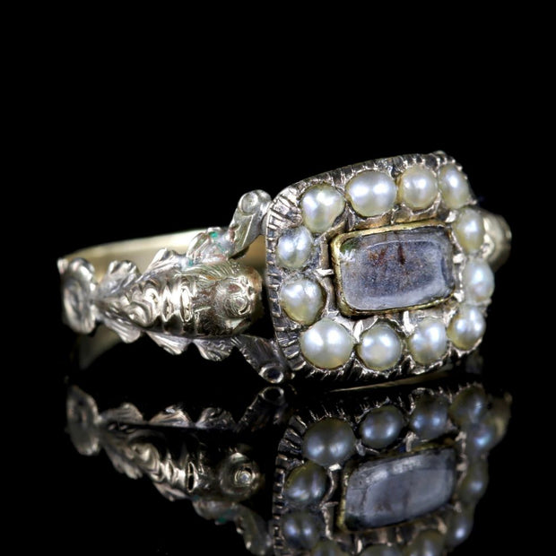 Antique Georigan Mourning Pearl Ring Circa 1800