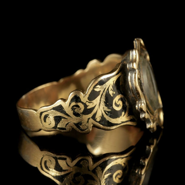 Antique Georgian Mourning Ring 18Ct Gold Circa 1800