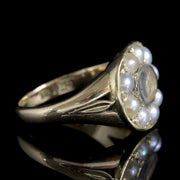 Antique Georgian Mourning Ring 18Ct Gold Pearl Circa 1830