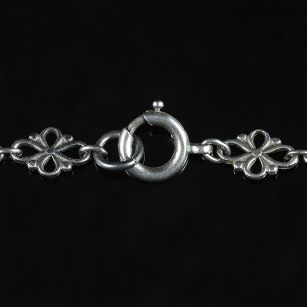 Antique Georgian Steel Onyx Necklace Choker Guard Chain Circa 1800