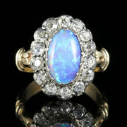Georgian Opal Diamond Cluster Ring 18Ct Gold