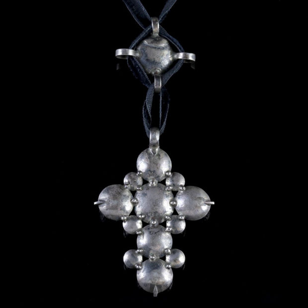 Antique Georgian Silver Cross Necklace Circa 1730