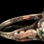 Antique Georgian Ring 18Ct Gold Garnet Emerald Pearl Circa 1800