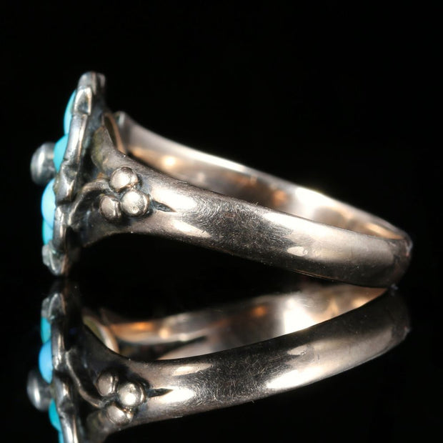 Antique Georgian Turquoise Diamond Ring Locket Back Circa 1830
