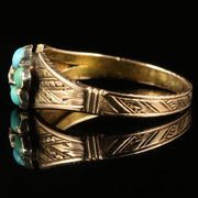 Antique Georgian Turquoise Pearl Ring 18Ct Gold Circa 1800