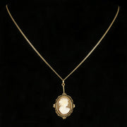 Antique Hand Carved Cameo Earrings And Necklace Gold