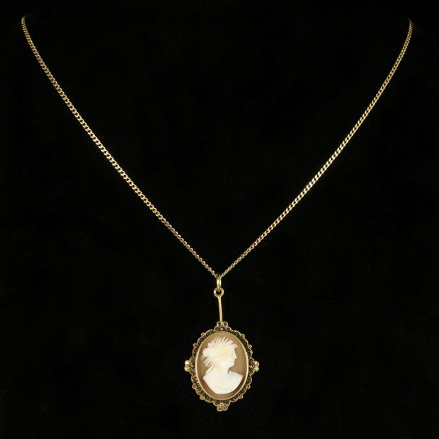 Antique Hand Carved Cameo Earrings And Necklace Gold