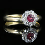 Antique Ruby Diamond Engagement Ring 18Ct Gold Dated Chester 1903