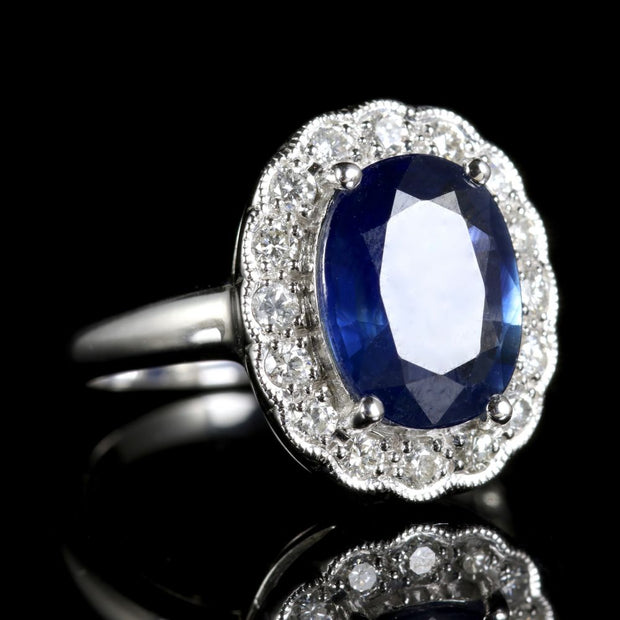 Antique Sapphire Diamond Ring Platinum Circa 1900-1930