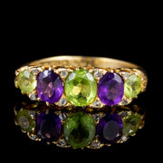 Antique Suffragette Peridot Amethyst Ring Edwardian Dated 1905